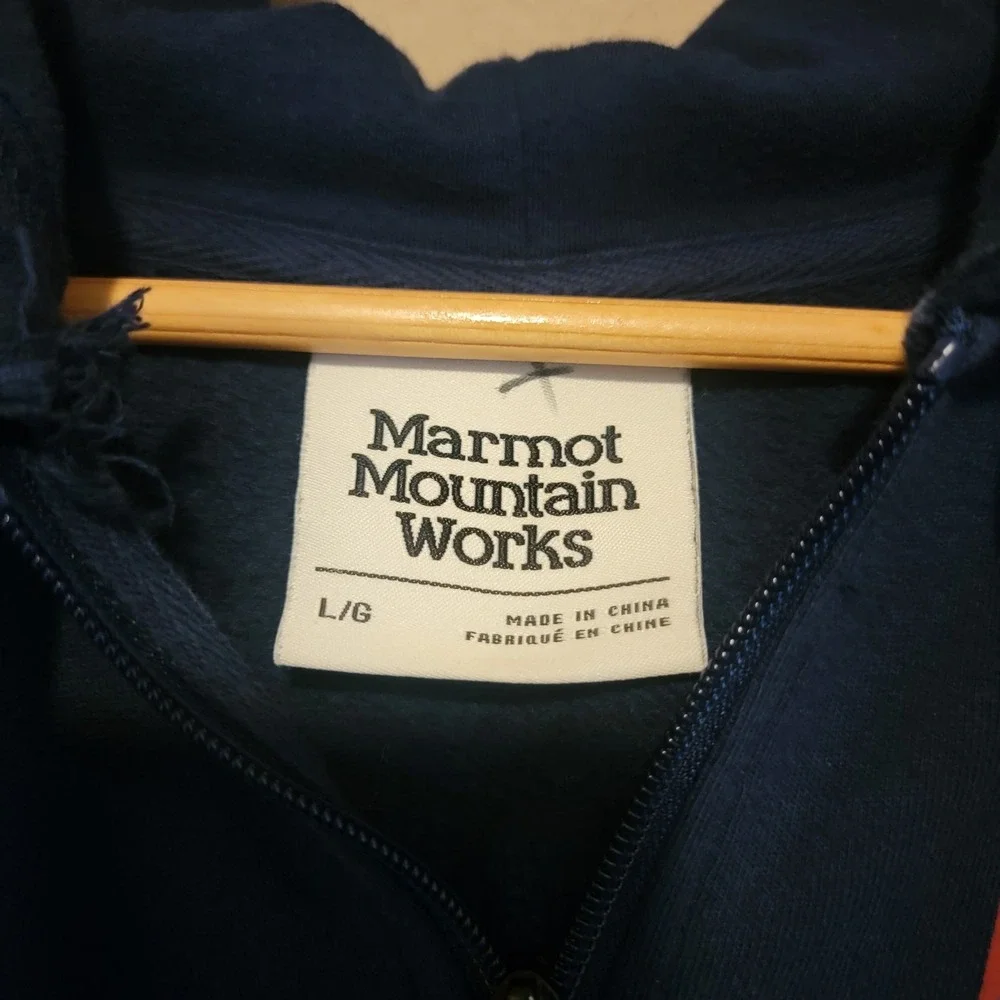 MARMOT Womans Zip Up Hoodie Size Large Navy Blue - Picture 4 of 4